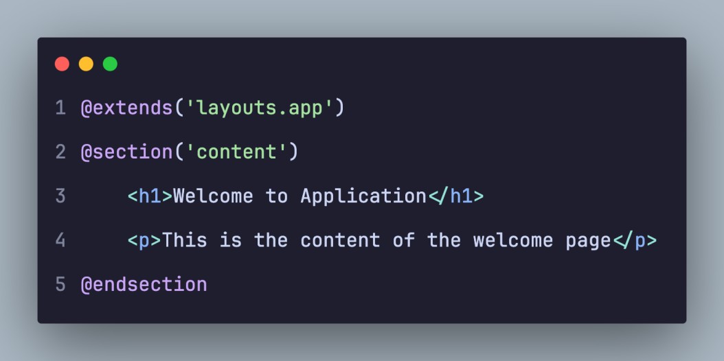 Laravel Blade with @extends example