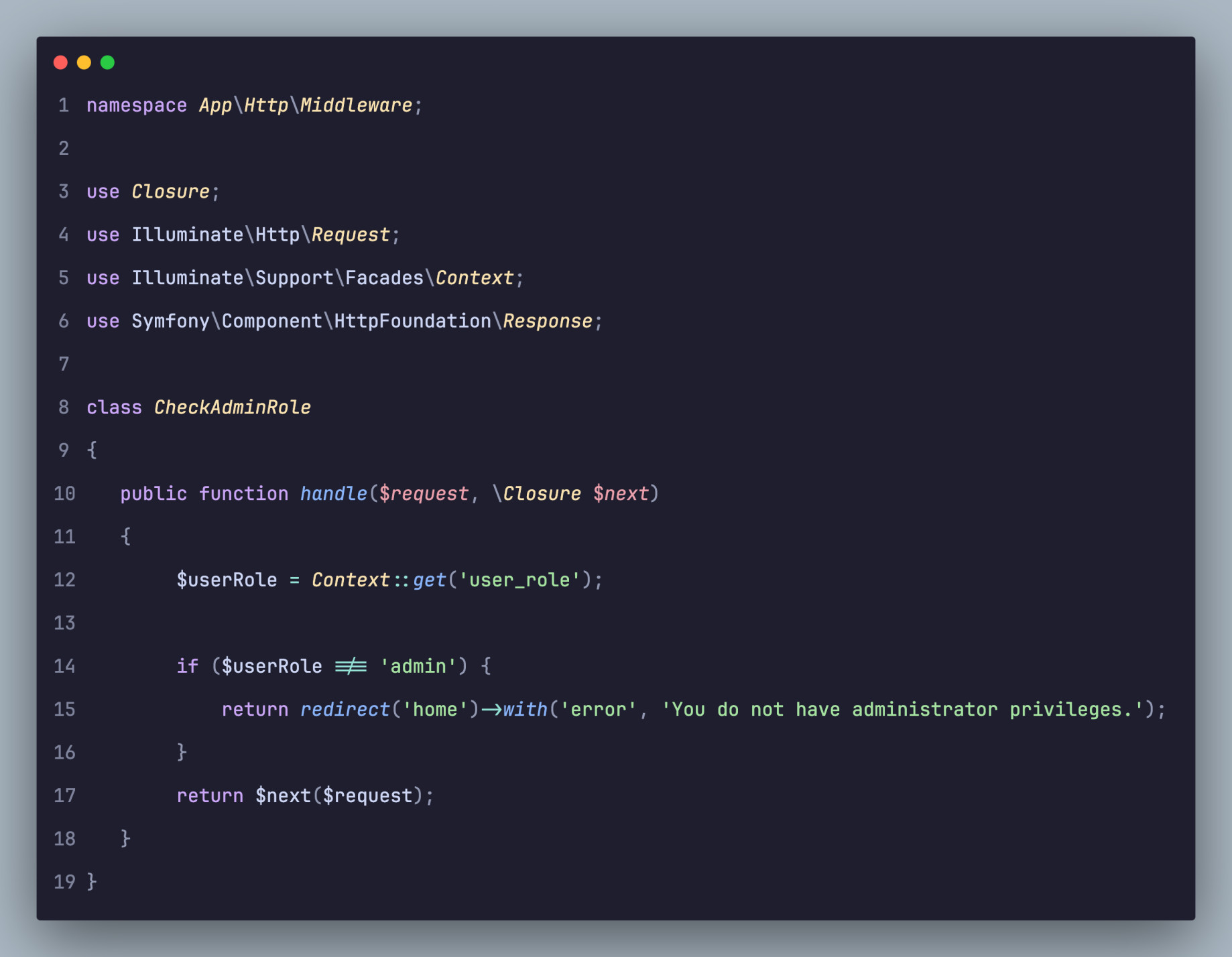 Laravel Context in middleware