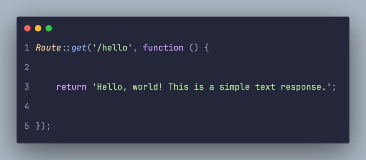 Laravel Response code example
