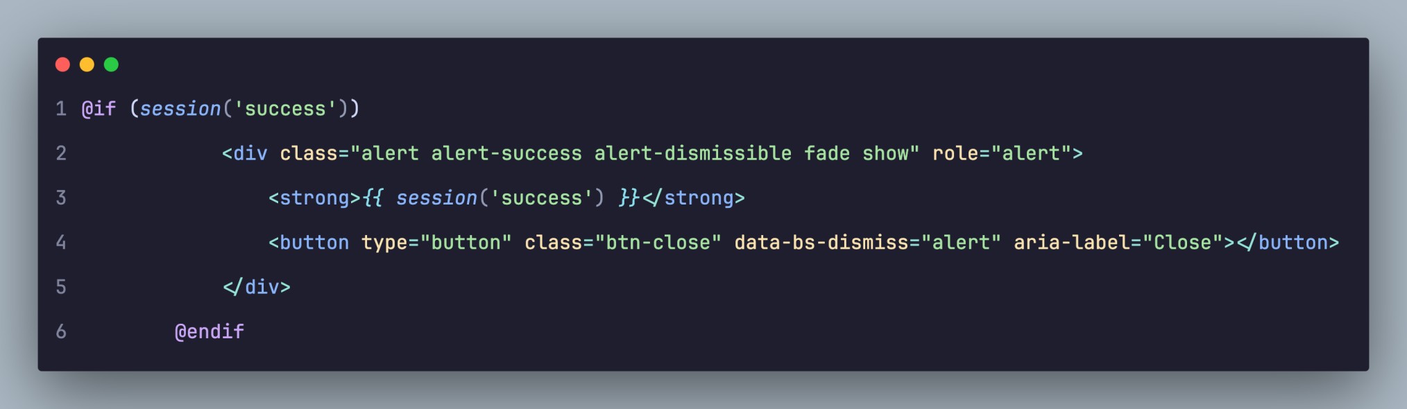 Laravel sessions example in blade file